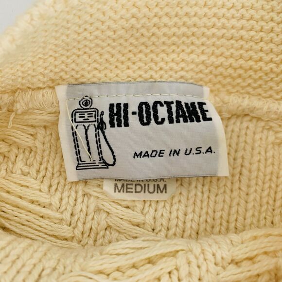 VTG Sweater Women M Beige Chunky Knit Soft Cotton Crewneck Preppy Coastal Winter - Picture 3 of 9